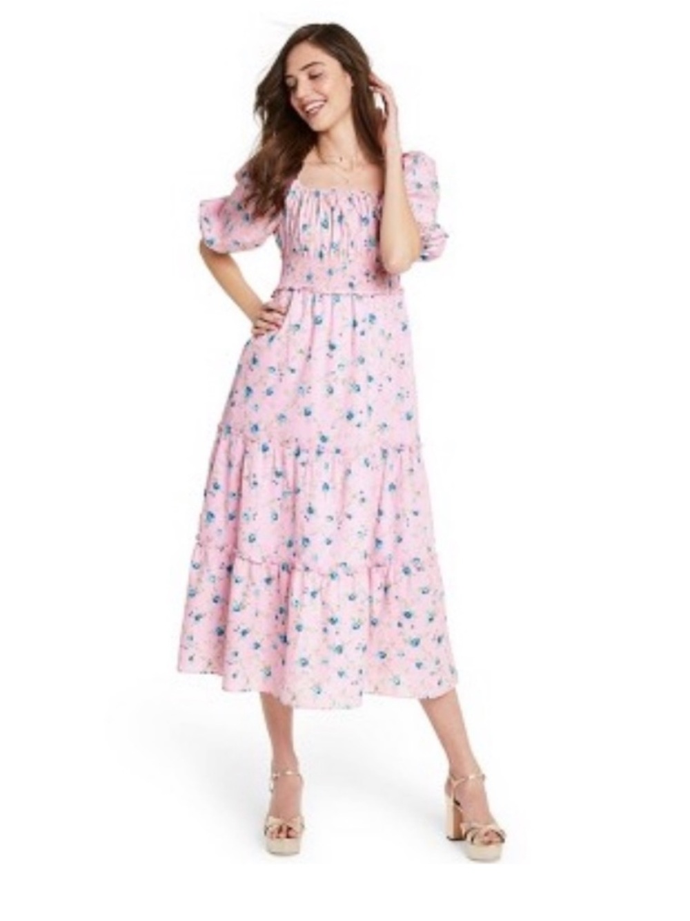 LoveShackFancy + Target Floral Pink Blue Midi Ruffled Smocked Dress
Size XL - Picture 2 of 9